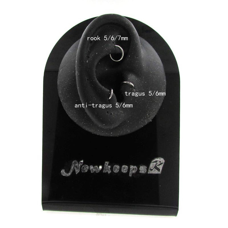 NewkeepsR 3PCS-0.8mm(20g) Nose Hoop Seamless Small Tiny Rings, 316L Steel Hinged Clicker Segment Cartilage Tragus Earrings-5/6/7mm - Image 2